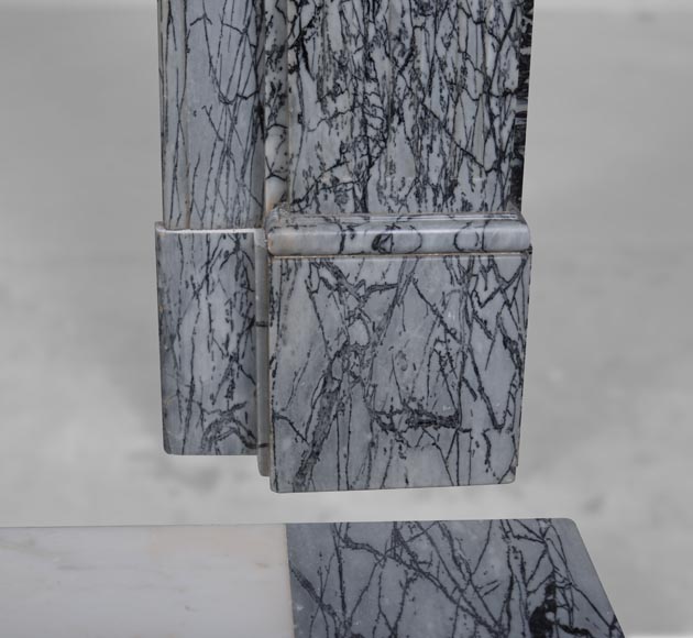 Small Louis XVI Fireplace in Bleu Fleuri marble-7