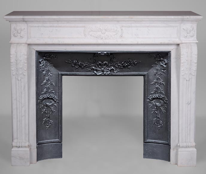 Louis XVI style mantel in Carrara marble-0