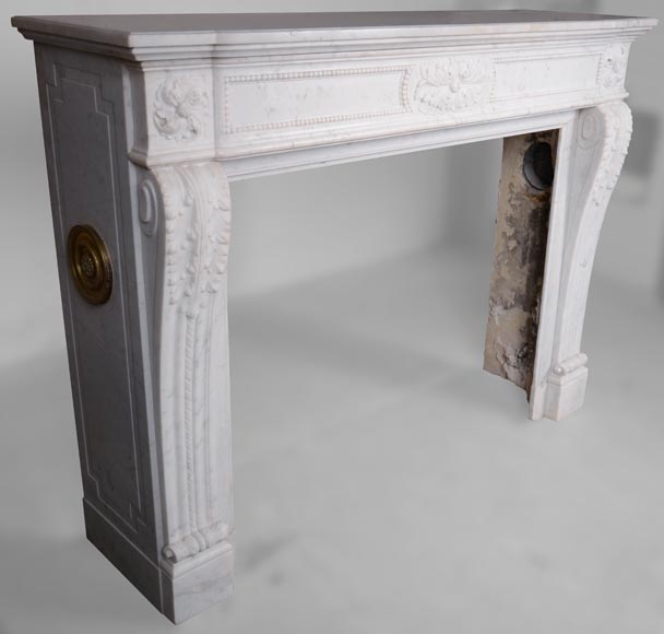 Louis XVI style mantel in Carrara marble-3