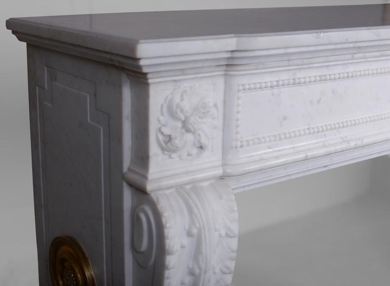 Louis XVI style mantel in Carrara marble-4