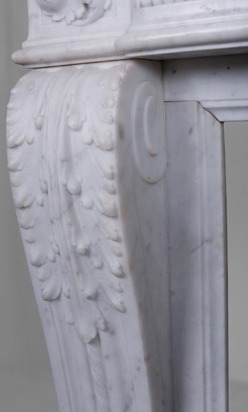Louis XVI style mantel in Carrara marble-5