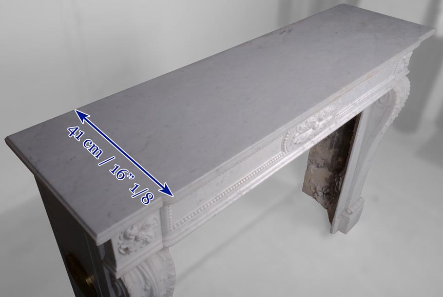 Louis XVI style mantel in Carrara marble-10