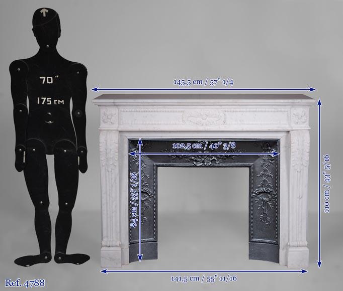 Louis XVI style mantel in Carrara marble-11