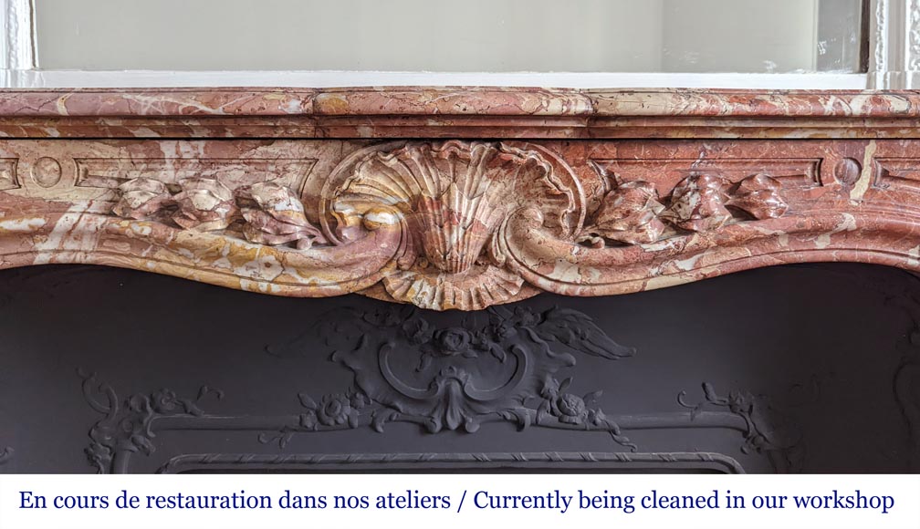 Louis XV style fireplace in Breche de Saint-Maximin marble-1
