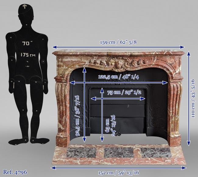 Louis XV style fireplace in Breche de Saint-Maximin marble-12