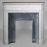 Louis XVI style mantel in Carrara marble with laurel crown decoration