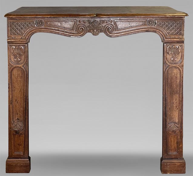 Carved oak mantel from the 18th century-0