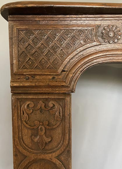 Carved oak mantel from the 18th century-4