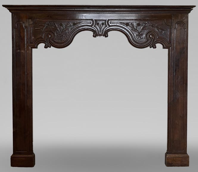 Large Louis XV style wooden fireplace-0