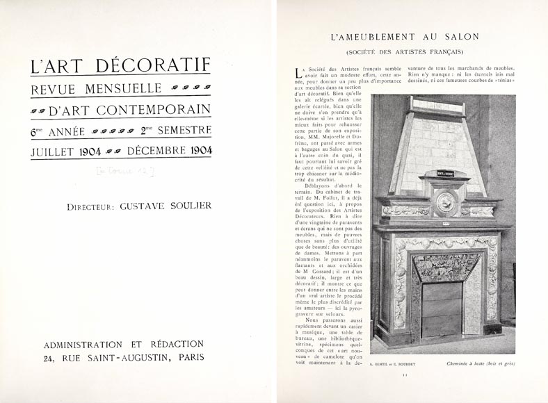 Fireplace by Gentil and Bourdet in Green Stoneware and Oak-2
