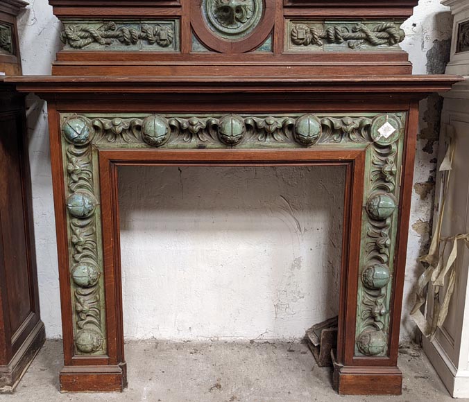 Fireplace by Gentil and Bourdet in Green Stoneware and Oak-5
