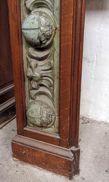 Fireplace by Gentil and Bourdet in Green Stoneware and Oak-11