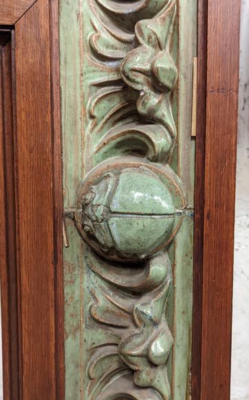 Fireplace by Gentil and Bourdet in Green Stoneware and Oak-15