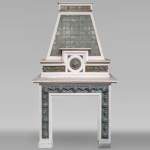 Fireplace by Gentil and Bourdet in Blue Stoneware and white painted wood