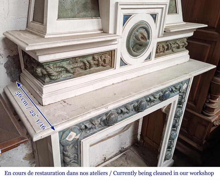 Fireplace by Gentil and Bourdet in Blue Stoneware and white painted wood-5