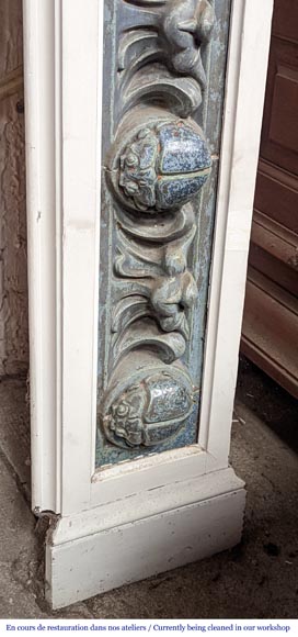 Fireplace by Gentil and Bourdet in Blue Stoneware and white painted wood-11