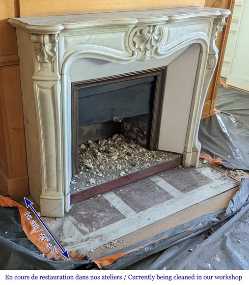 Louis XV style fireplace in Carrara marble-3