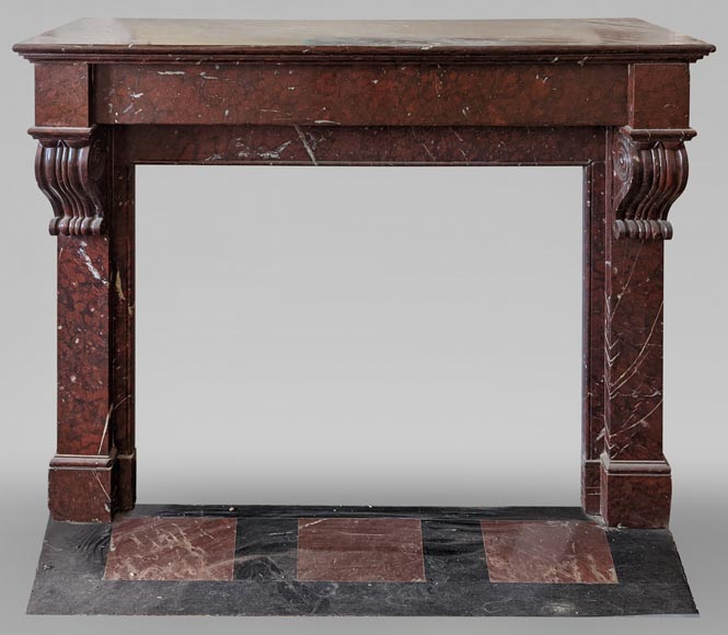Napoleon III style fireplace in Griotte marble with modillions-0