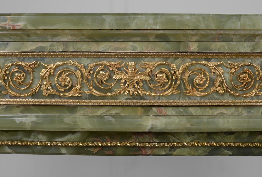 Louis XVI style mantel in bronze and green onyx-1