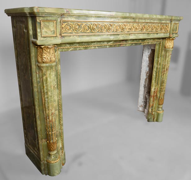 Louis XVI style mantel in bronze and green onyx-3