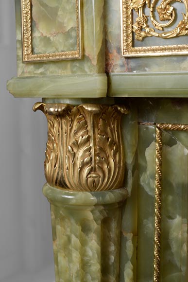 Louis XVI style mantel in bronze and green onyx-5