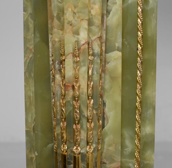 Louis XVI style mantel in bronze and green onyx-6