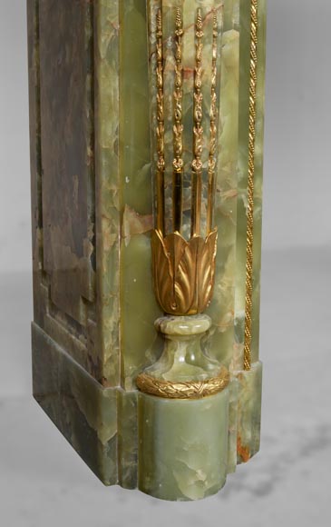 Louis XVI style mantel in bronze and green onyx-7