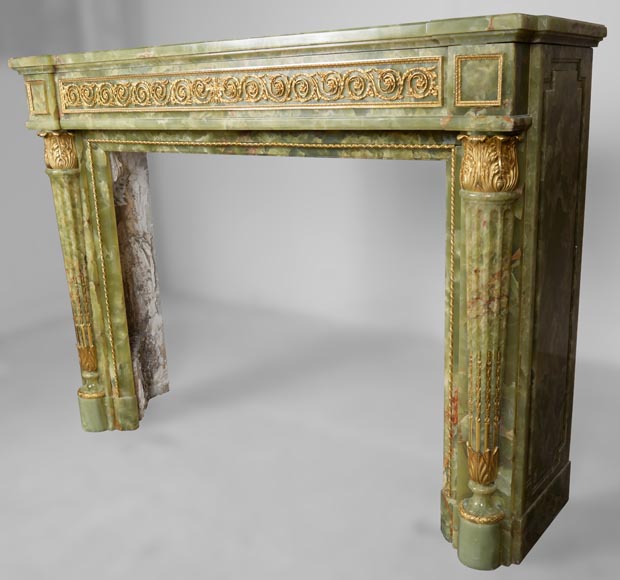 Louis XVI style mantel in bronze and green onyx-8