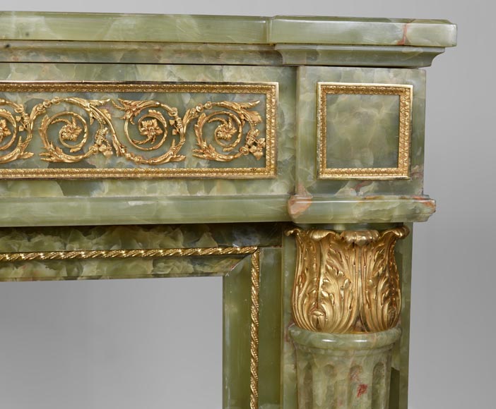 Louis XVI style mantel in bronze and green onyx-9
