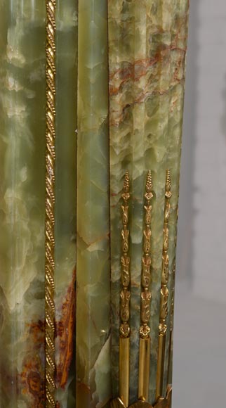 Louis XVI style mantel in bronze and green onyx-10