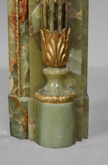 Louis XVI style mantel in bronze and green onyx-11