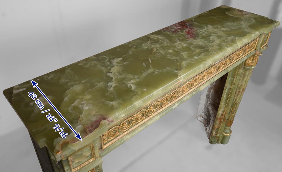 Louis XVI style mantel in bronze and green onyx-12