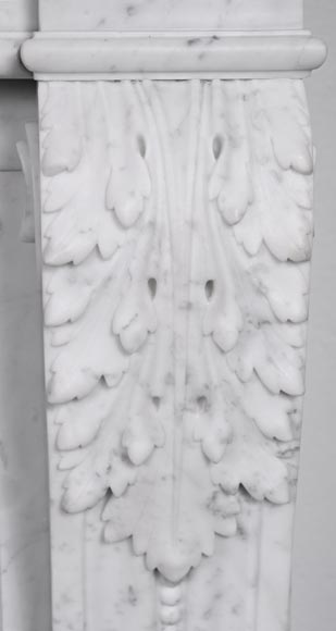 Louis XVI style fireplace with acanthus leaves and beading, in Carrara marble-9