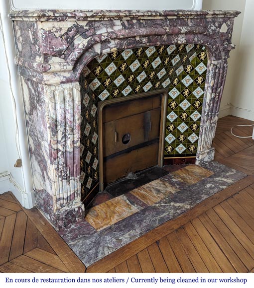 Regence style fireplace made with Fleur de Pêcher marble-2