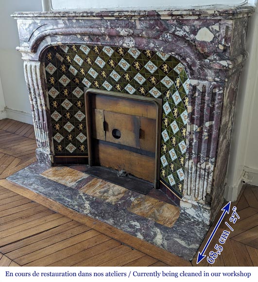 Regence style fireplace made with Fleur de Pêcher marble-6