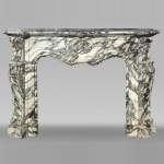 Modern Louis XV style fireplace in green veined marble