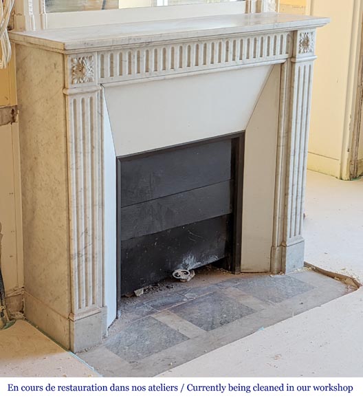 Louis XVI style fireplace in Carrara marble-2
