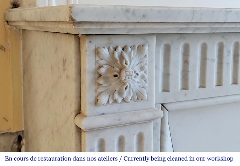 Louis XVI style fireplace in Carrara marble-3