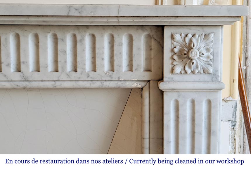 Louis XVI style fireplace in Carrara marble-6