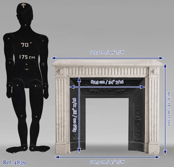 Louis XVI style fireplace in Carrara marble Marble
