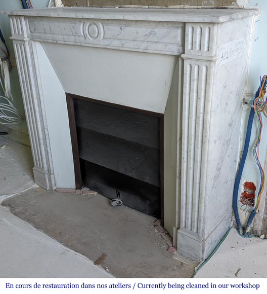 Louis XVI style fireplace in Carrara marble-5