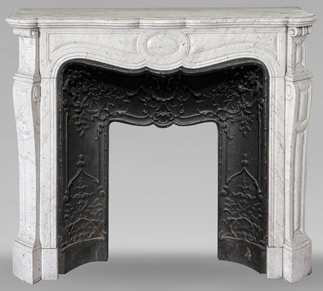 Louis XV style fireplace in Carrara marble-0