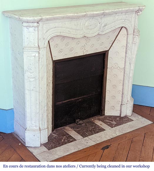 Louis XV style fireplace in Carrara marble-2