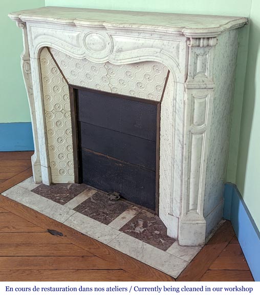 Louis XV style fireplace in Carrara marble-5