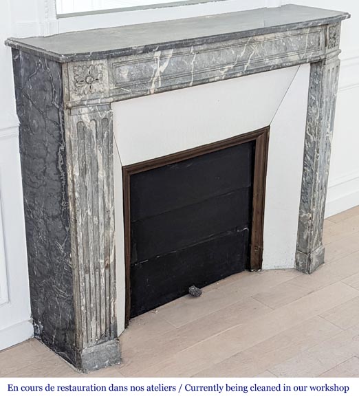 Antique Fireplace from the Louis XVI period in Ardennes gray marble-2