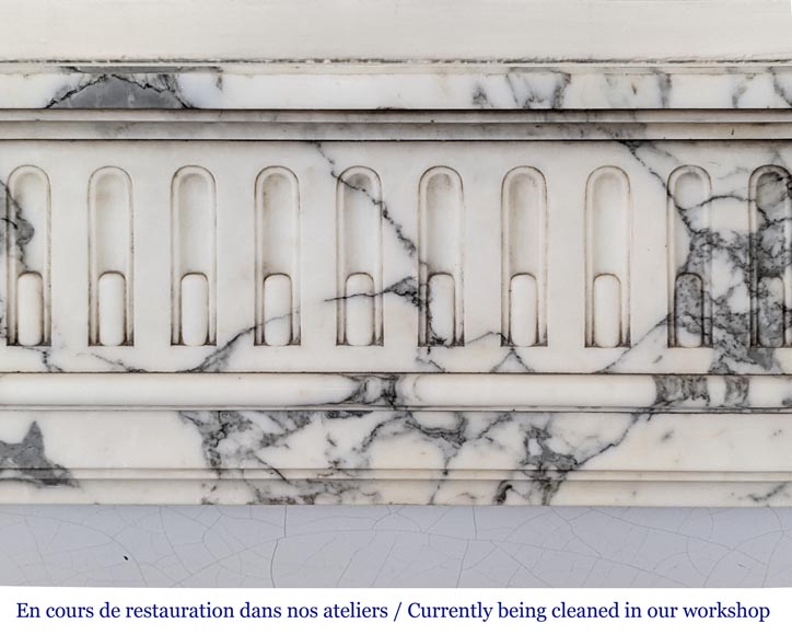 Louis XVI style fireplace with half-columns and rudenture in Arabescato marble-1