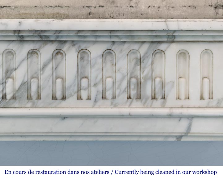 Louis XVI style fireplace with half-columns and rudenture in Carrara marble-1