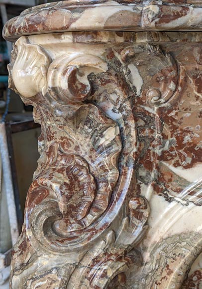 Exceptional Louis XV style fireplace in Rouge Royal marble with an asymmetrical shell-7