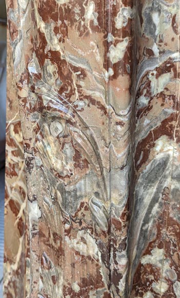 Exceptional Louis XV style fireplace in Rouge Royal marble with an asymmetrical shell-8