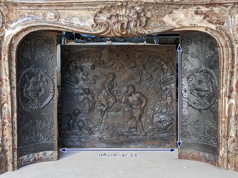 Exceptional Louis XV style fireplace in Rouge Royal marble with an asymmetrical shell-15